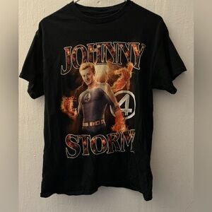 Marvel Fantastic Four Johnny Storm Human Torch Black Graphic Short-Sleeve Tee